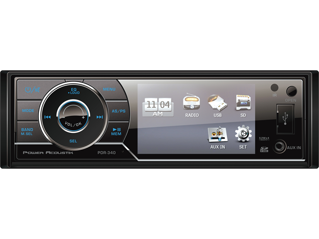 Power Acoustik PDR-340T Single DIN Digital Media Receiver w/ Detachable 3.4" LCD Screen and Analog TV Tuner
