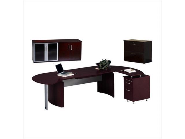 Mayline Napoli 72 Desk Set With Curved Extension Right Return In Mayline Napoli 72 Desk Set With Curved