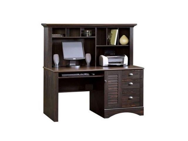 Sauder Harbor View Computer Desk With Hutch In Antiqued Paint