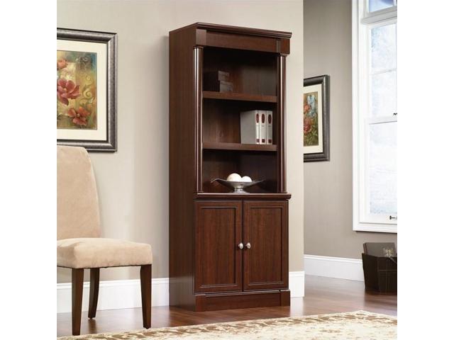 Sauder Palladia Library Bookcase With Doors In Cherry Newegg Com