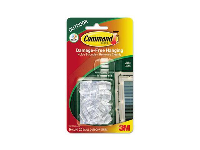 Command All Weather Hooks and Strips Plastic Small 16 Clips & 20 Strips/Pack 