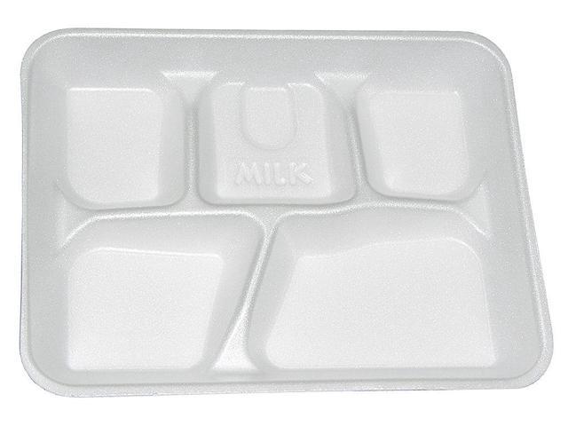 Pactiv White 5-Compartment School Lunch Tray