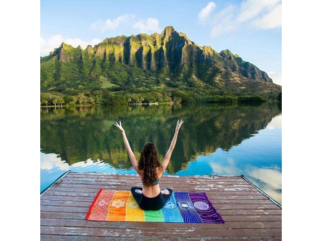 Polyester Printed Summer Bath Towel Square Rainbow Sand Beach