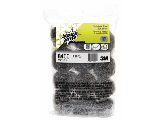 3M 84CC Scotch-Brite™ 50g Stainless Steel Scrubber - 12/Pack