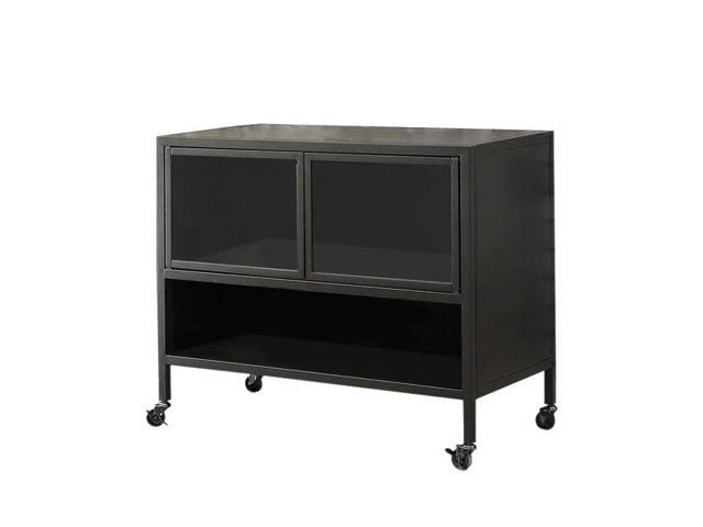 Benzara Bm177905 36 In Contemporary Style Tv Stand With Bottom Shelf Acrylic Cabinet Doors Black Newegg Com