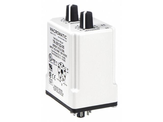 MACROMATIC TR-55122-05 Time Delay Relay,120VAC//DC,10A,DPDT