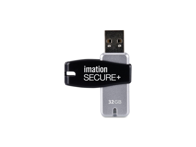 Imation Secure 32 GB USB 2.0 Flash Drive - Black, Silver