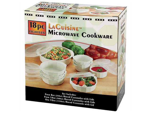 LaCuisine 18 Piece Microwave Cookware Set, White