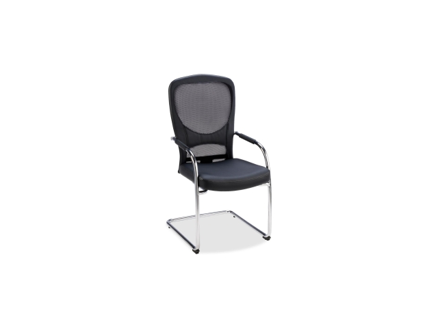 Lorell Mesh Bonded Guest Chair Leather Black Seat - Chrome Frame