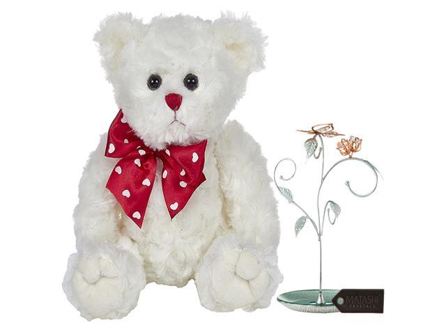 white rose teddy bear
