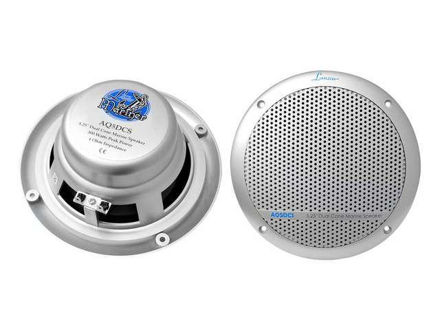 Lanzar - 300 Watts 5.25'' Dual Cone Marine Speakers (Silver Color)