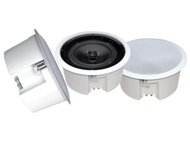 PyleHome In-Wall / In-Ceiling 8" Enclosed Speaker System, 70 Volt Transformer, Rotary Tap Select, Flush Mount, 300 Watt, Single Speaker (WHITE)