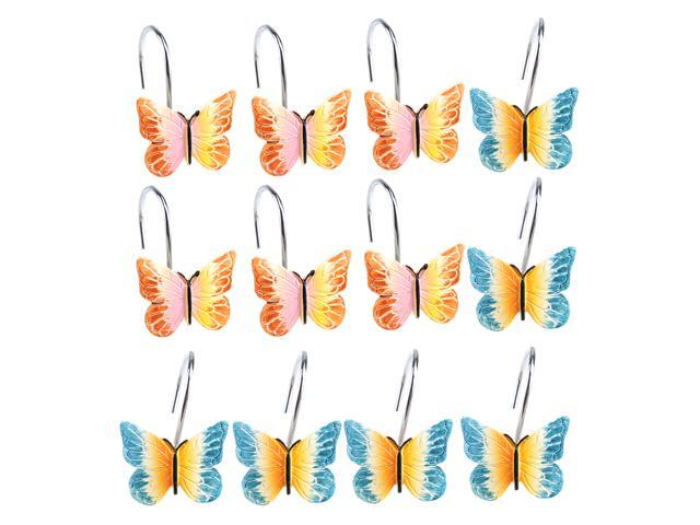 Agptek 12 Pcs Decorative Butterfly Shower Curtain Hooks