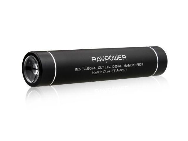 RAVPower® RP-PB08 Slim Power Bank (2600mAh/1A Output) w/ Built-in Flashlight, for Smartphone&Tablet:iPad 4, iPad Mini, iPhone 5, 4S, 4G;Samsung Galaxy Note 2, S3, S2;Lumia 920 and other Mobile Devices