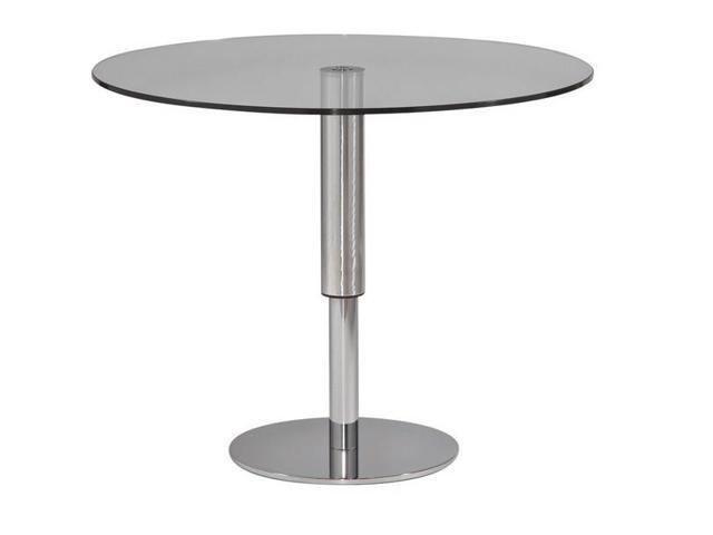 Chintaly Imports Round Hi Low Dining Table Glass Chrome 8129 Dt