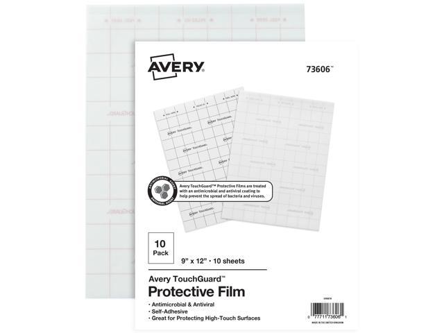 Avery TouchGuard Protective Film, Antimicrobial and Antiviral Protection, 9  x 12, 10 Sheets (73606) 