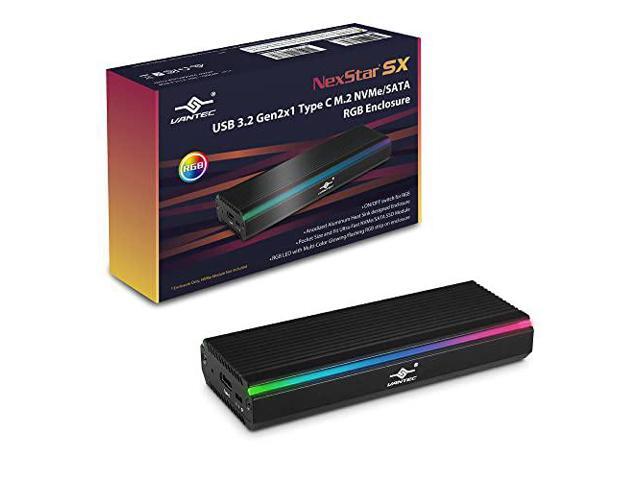 Vantec NST-205C3-SG – Enclosure M.2 NVMe A USB 3.1 Gen 2 Type-C – Alluminio Con Dissipatore, Protezione Scrittura – Supporta Moduli 2230/2242/2260/2280