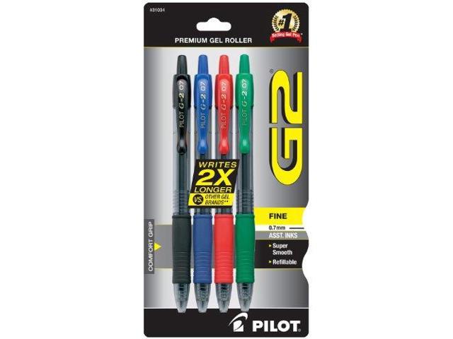 Pilot Gel Pen Retractable/Refillable Fine Point 4/PK Assorted 31034 