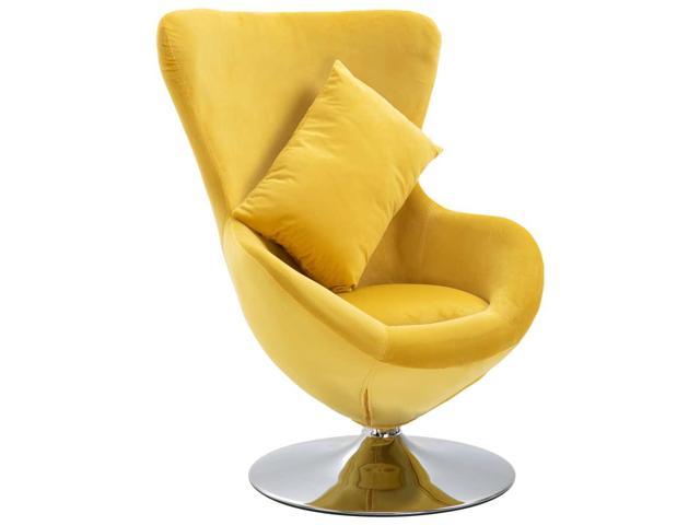 Vidaxl Swivel Egg Chair With Cushion Yellow Velvet French Sofa