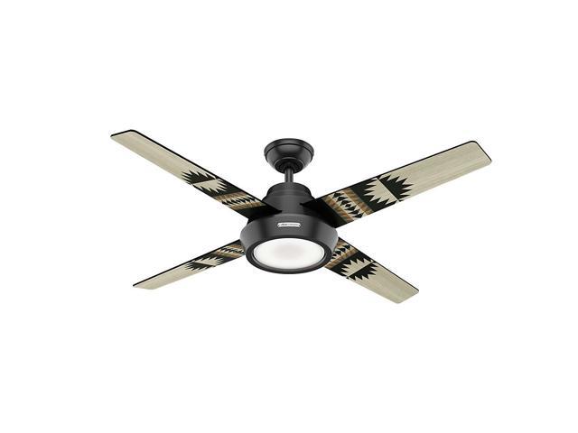 Hunter 59389 54 In Pendleton Matte Black Ceiling Fan With Led Light Kit And Remote Control