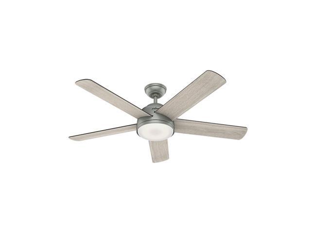 Hunter 59480 54 In Romulus Wifi Ceiling Fan With Remote And Led Light Kit Matte Silver Newegg Com