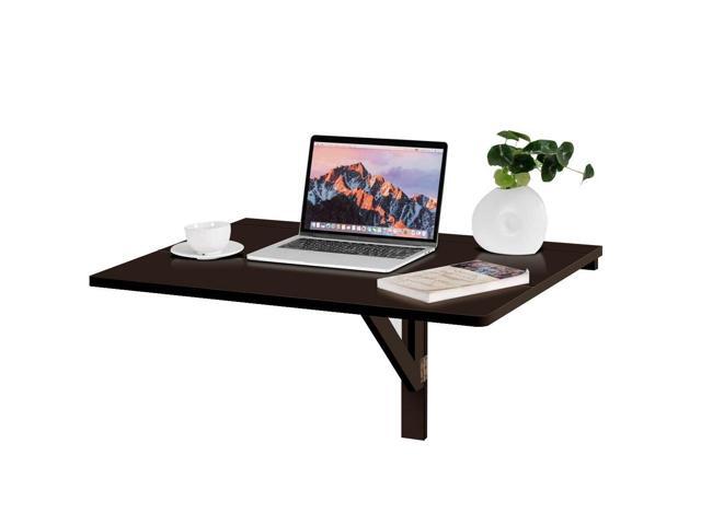 Space Saver Folding Wall Mounted Drop Leaf Table Brown Newegg Com