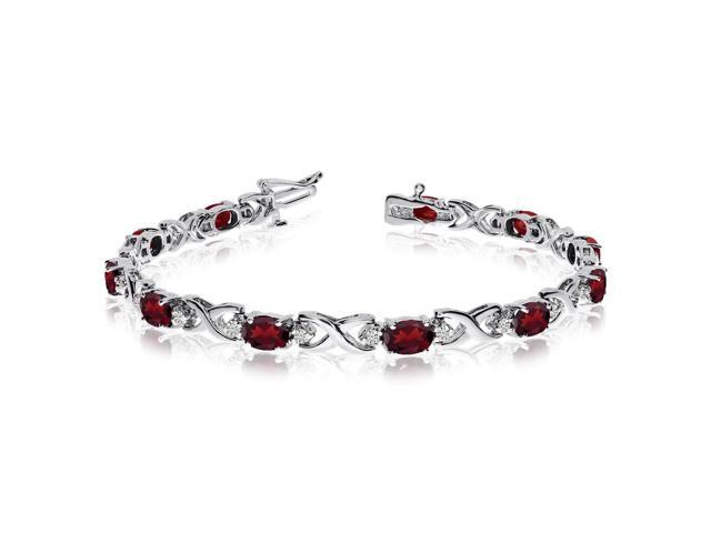 14k White Gold Natural Garnet And Diamond Tennis Bracelet 6 Inch 14k White Gold Natural Garnet And Diamond Tennis Bracelet 6 Inch Length