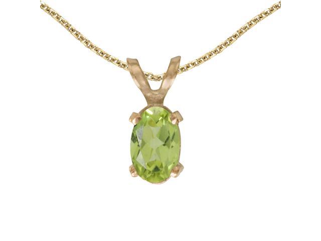 14k Yellow Gold Oval Peridot Pendant with 18 Chain