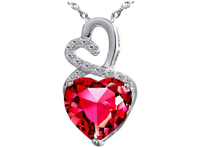 3.15 Ct Created Red Ruby Gemstone 18" Pendant Necklace