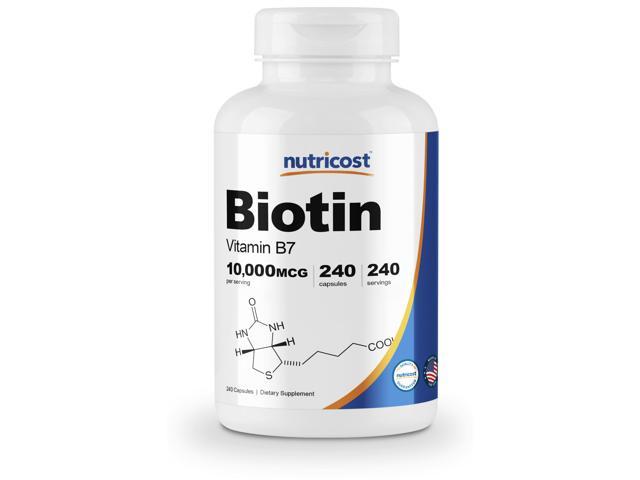 Nutricost Biotin (Vitamin B7) 10,000mcg, 240 Capsules - Gluten Free ...