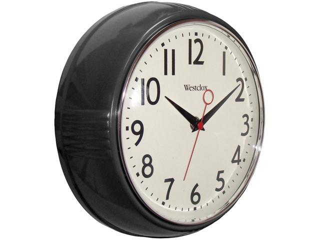 Westclox 32042BK 9.5" 1950's Retro Black Case Convex Glass Clock