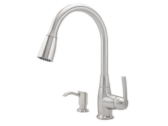 Franke 115 0287 058 Higharc Pullout Kitchen Faucet Satin Nickel Soap Dispenser Newegg Com