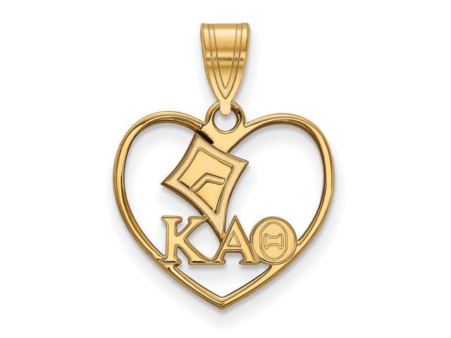 14K Plated Silver Kappa Alpha Theta Heart Pendant