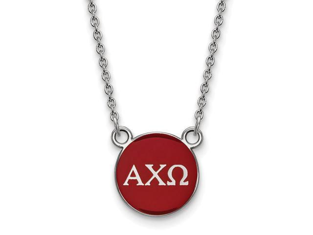 Sterling Silver Alpha Chi Omega Small Enamel Necklace