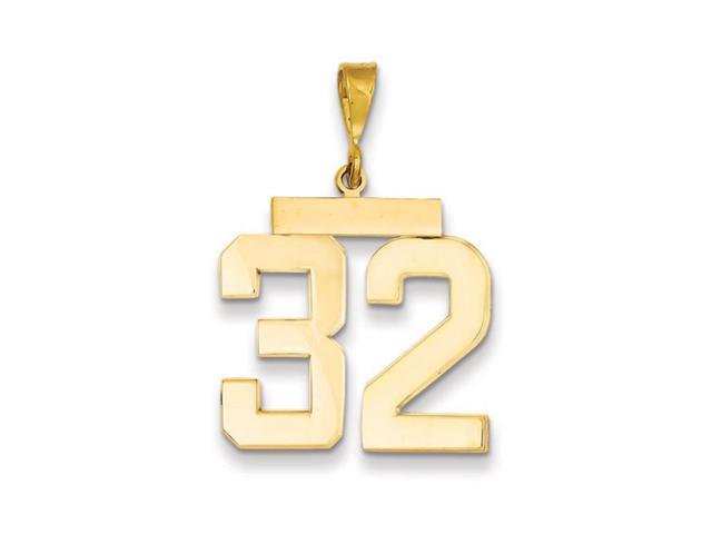 14k Yellow Gold, Athletic Collection, Large Polished Number 32 Pendant ...