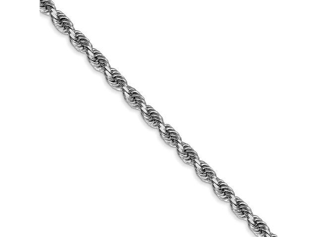 Solid 14k White Gold 2.25mm Hand Made Regular Classic Rope Chain Necklace