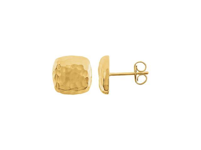 10mm Hammered Square Post Earrings in 14k Yellow Gold - Newegg.com
