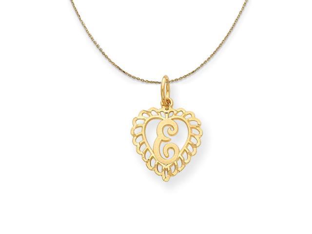 15mm Grace Collection Satin Heart Initial E Pendant Details about   14k Yellow Gold