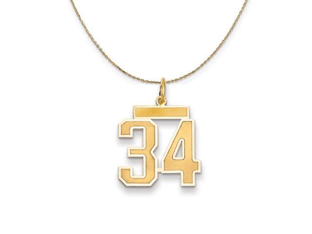14k Yellow Gold, Jersey, Med Number 34 Necklace - 18 Inch - Newegg.com