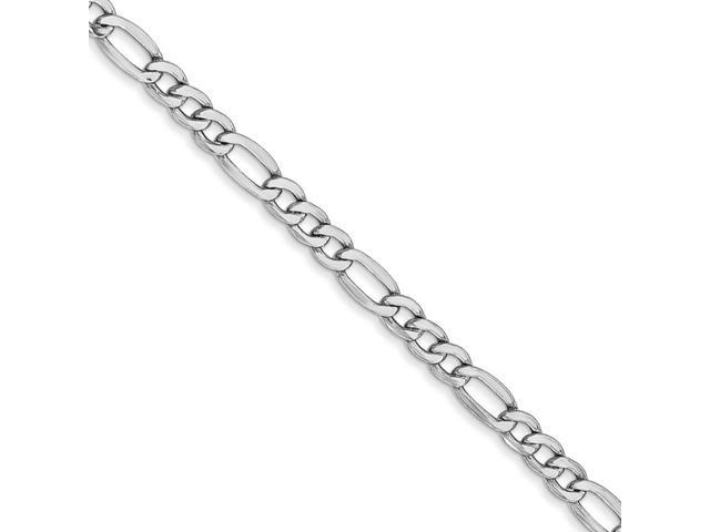 3.5mm 14k White Gold Hollow Figaro Chain Necklace, 18 Inch