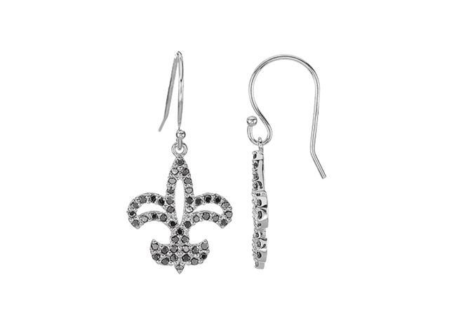 1 2 Ct Tw Black Diamond Fleur De Lis Earrings In 14k White Gold 1 2 Ct Tw Black Diamond Fleur De Lis Earrings In 14k White