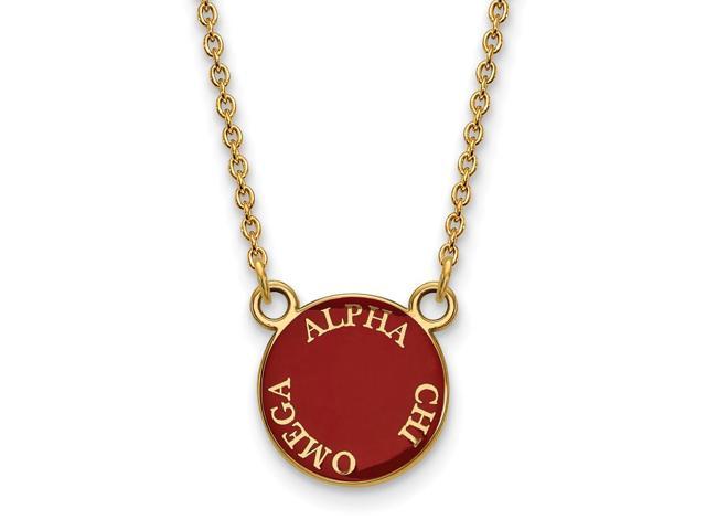 14K Plated Silver Alpha Chi Omega Small Enamel Necklace