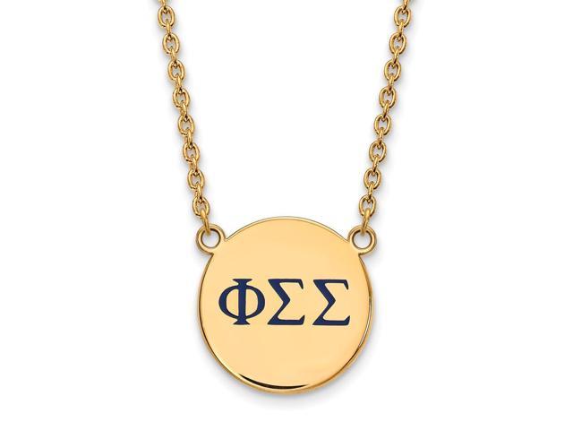14K Plated Silver Phi Sigma Sigma Large Enamel Necklace