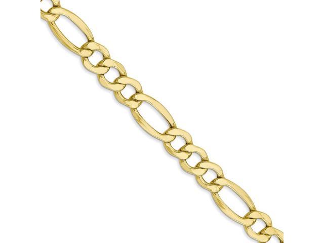 Black Bow Jewelry 3.25mm 14k Yellow Gold Solid Flat Figaro Chain Bracelet