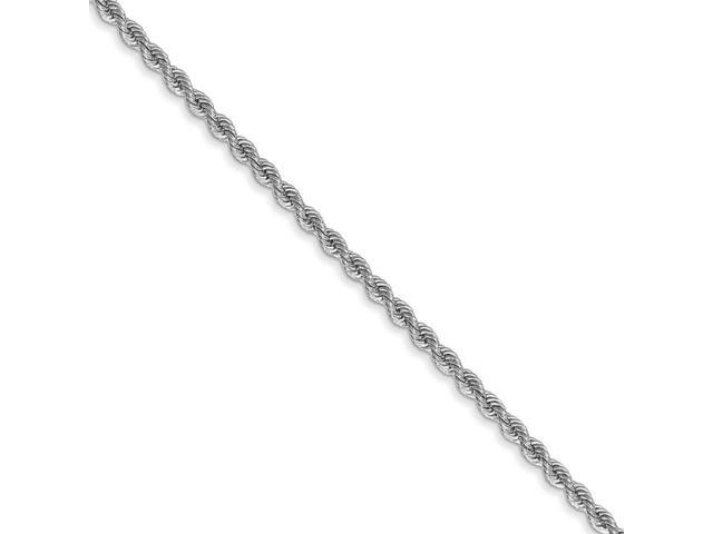 Solid 14k White Gold 2.25mm Hand Made Regular Classic Rope Chain Necklace