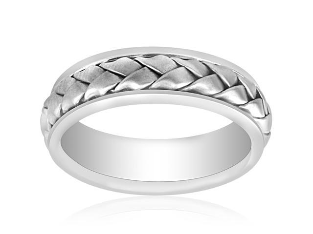 Men S Handmade Braided Wedding Band In 14k White Gold 7 0mm