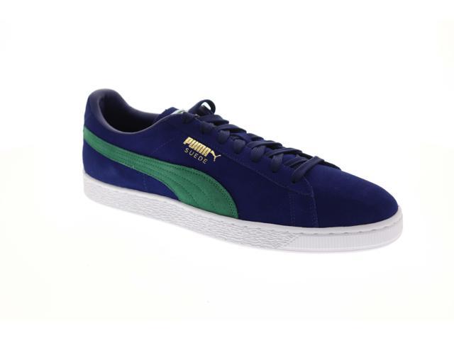 green and blue puma suedes