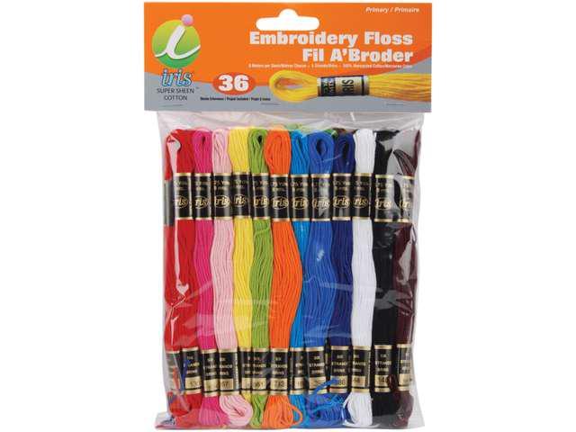 Embroidery Floss Pack 8 Meters 36/Pkg-Primary Colors