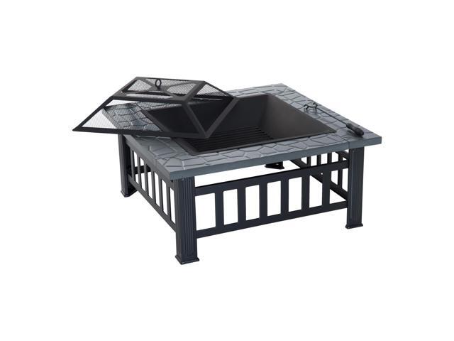 Outsunny 32 Outdoor Metal Firepit Square Table Backyard