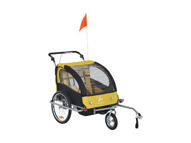 aosom elite ii 3in1 double child bike trailer